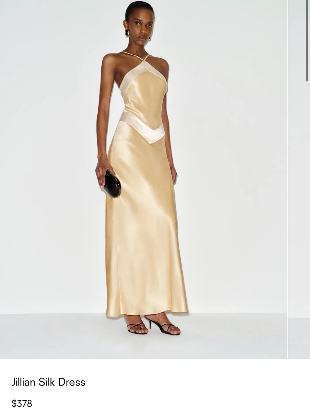 Reformation Pale Yellow Satin Halter Maxi Dress